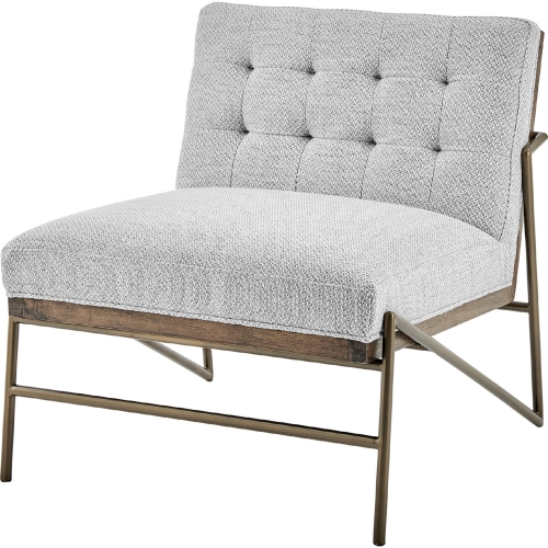 Marlow Accent Chair in Tufted Gray Fabric & Bronze Steel